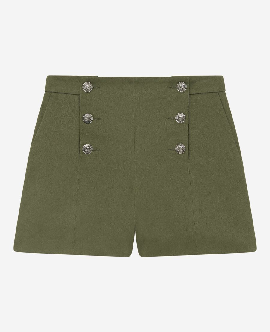 The Kooples WOMEN KAKI khaki double-breasted straight shorts