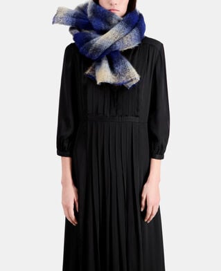 The Kooples FEMME NAVY echarpe bleue en mélange de laine à carreaux