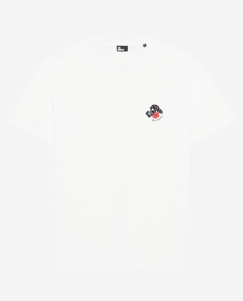 The Kooples HOMME WHITE t-shirt avec flocage tête de mort blanc