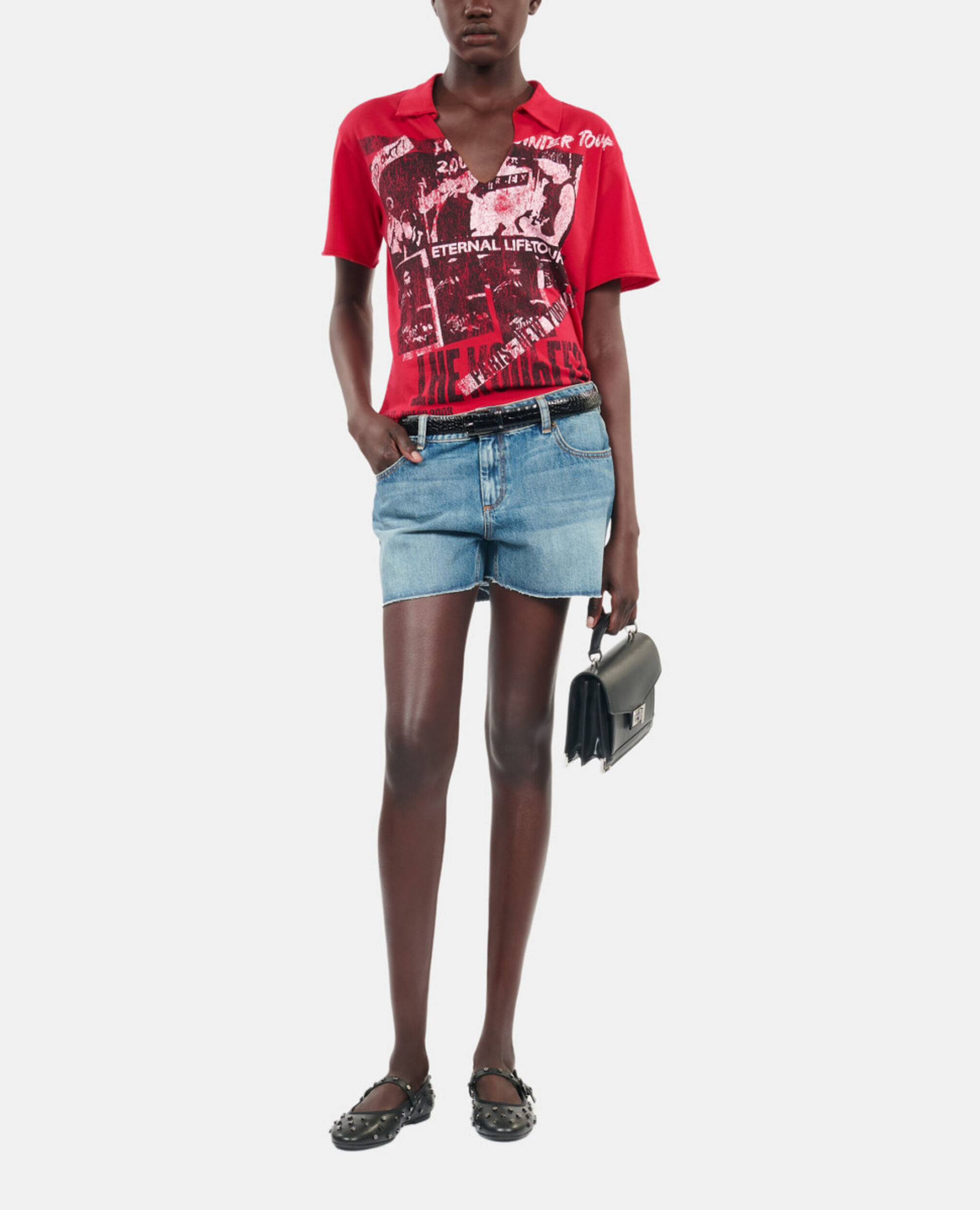 T-shirt avec sérigraphie rouge, RUBIS, hi-res image number null