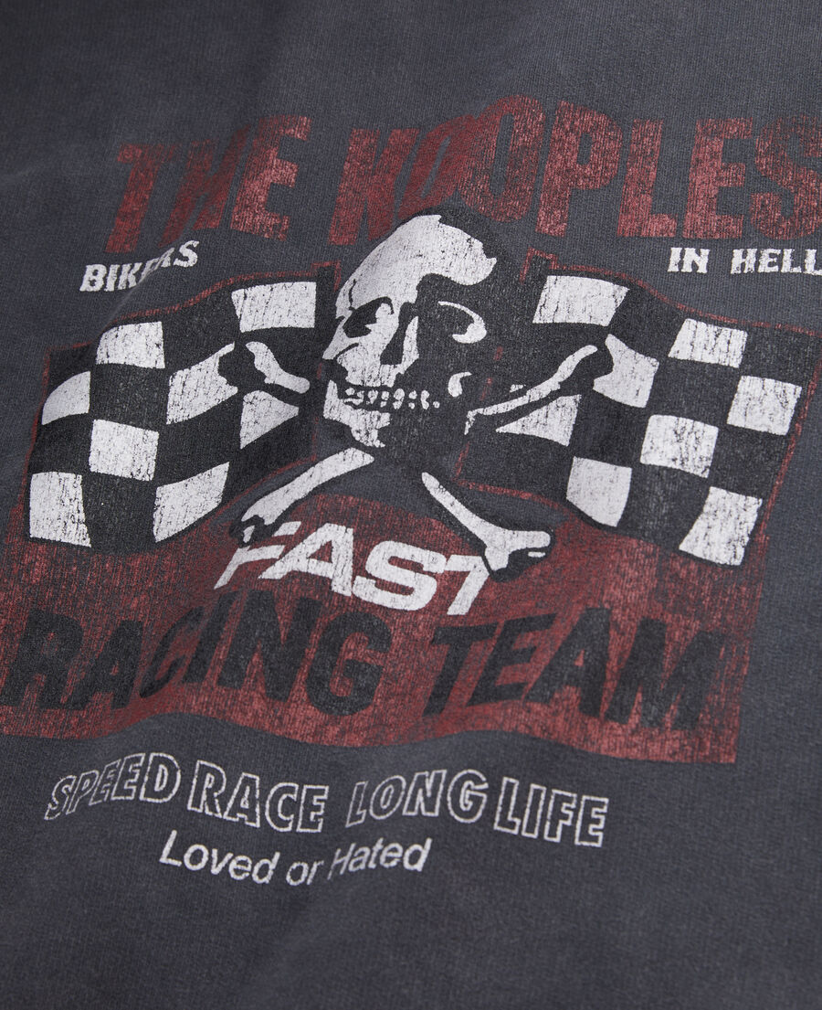 women's black sweatshirt with racing skull serigraphy