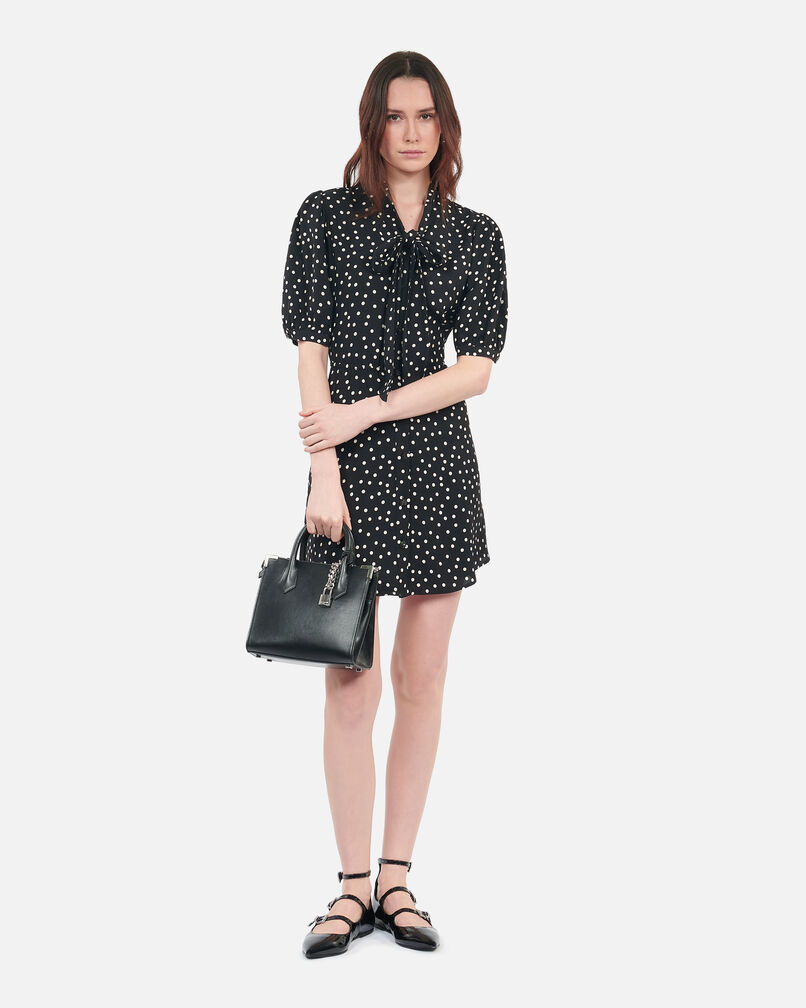The Kooples WOMEN BLACK WHITE short black polka dot dress