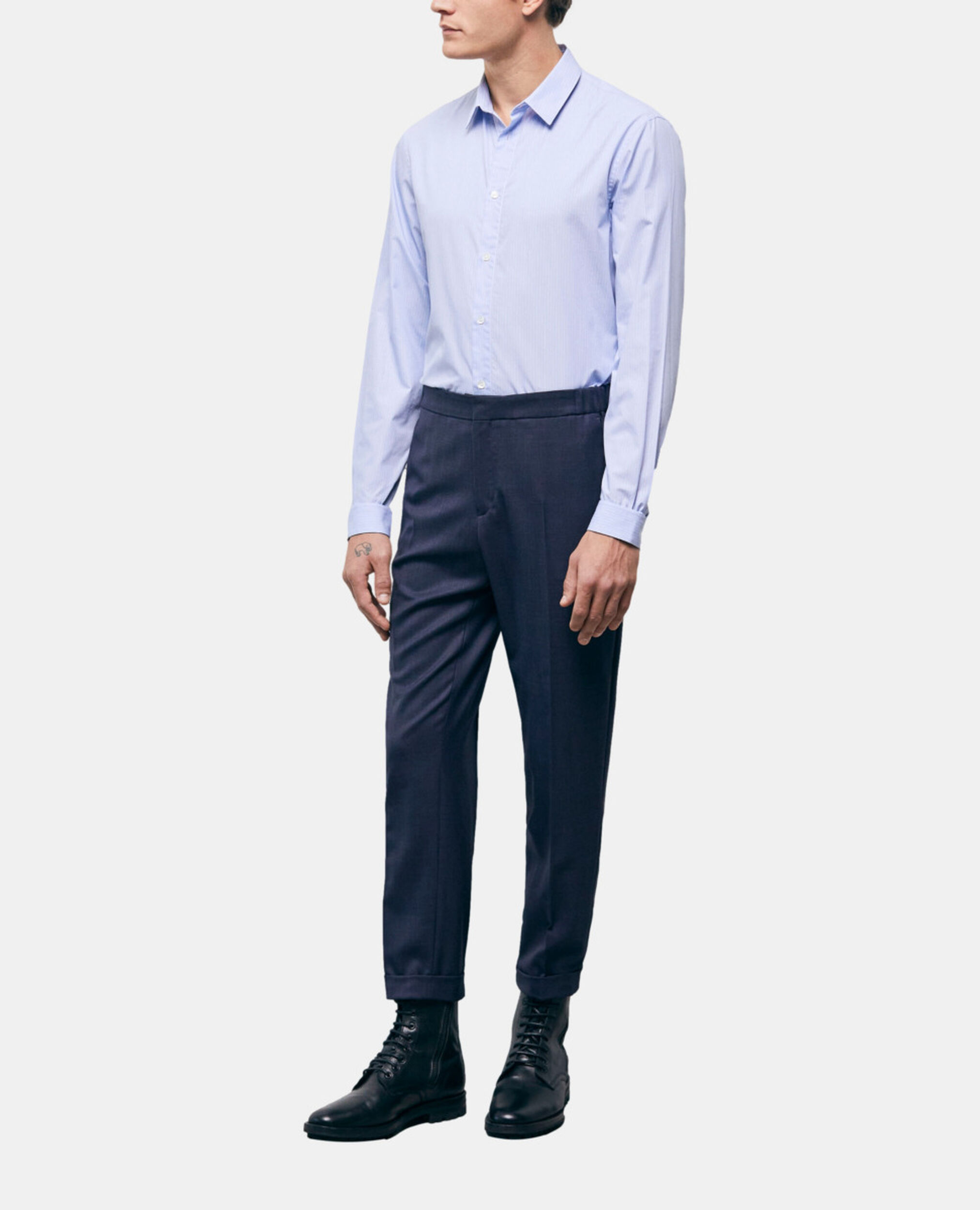 Chemise col classique à rayures, WHITE / SKY BLUE, hi-res image number null