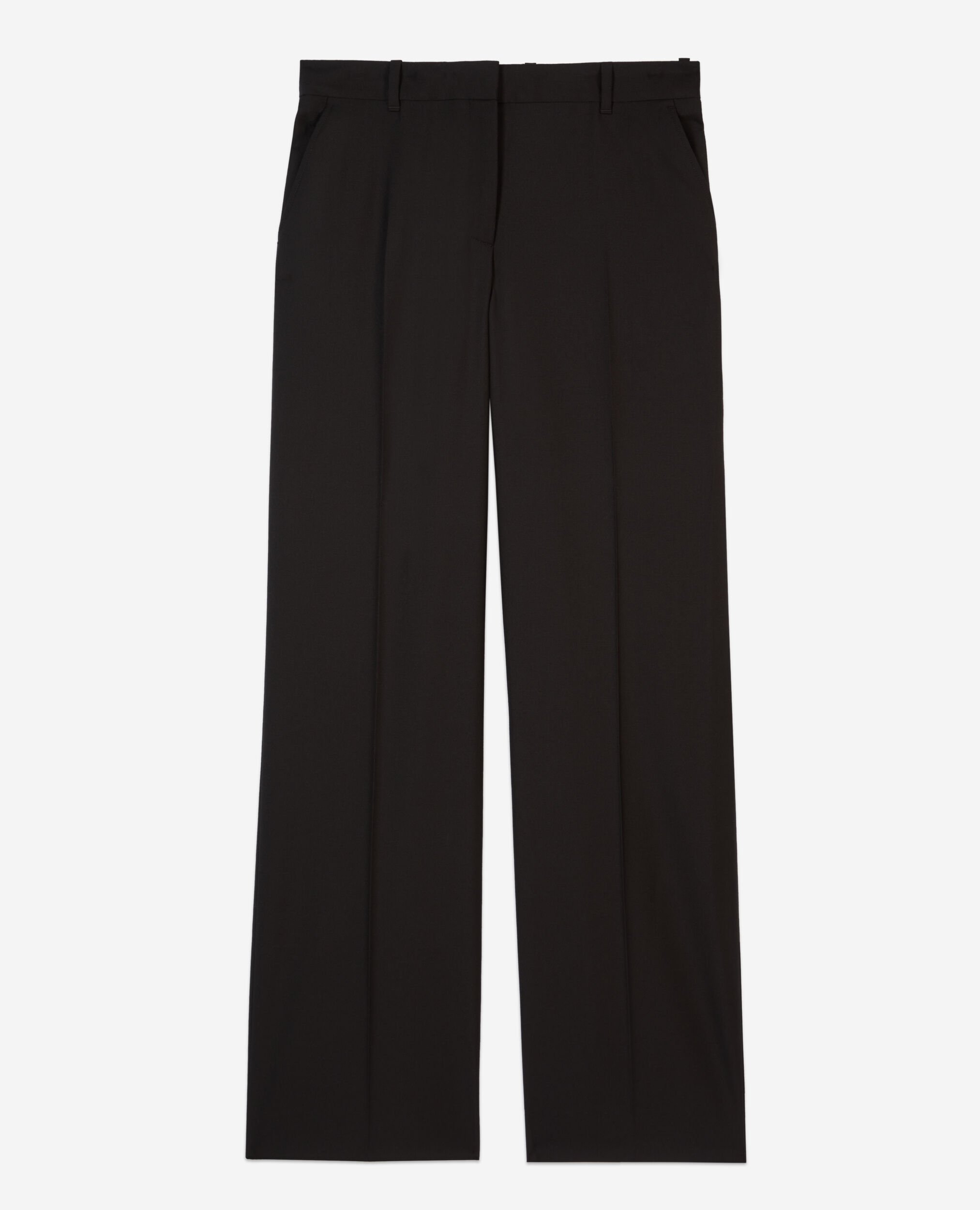 Pantalon tailleur en laine coupe droite noir , BLACK, hi-res image number null