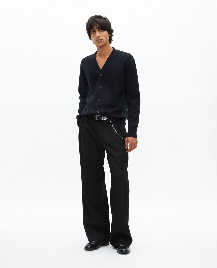 The Kooples MEN NAVY-GREEN navy double-sided wool cardigan