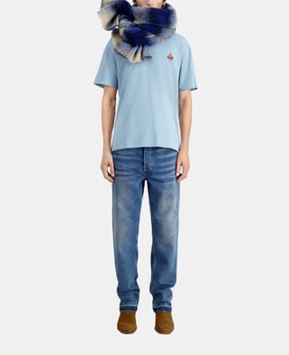 The Kooples HOMME BLUE GREY t-shirt homme bleu avec broderie dagger through heart