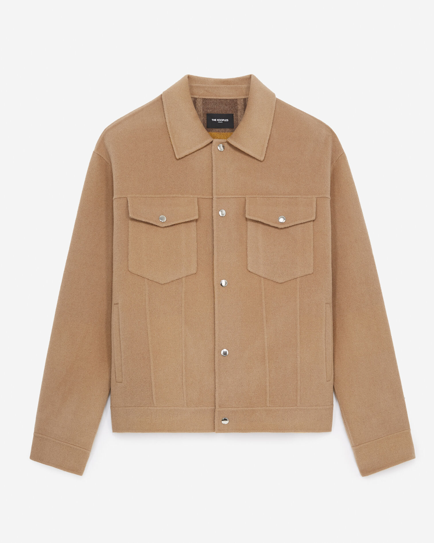 Double-sided wool jacket with beige pockets, BEIGE, hi-res image number null