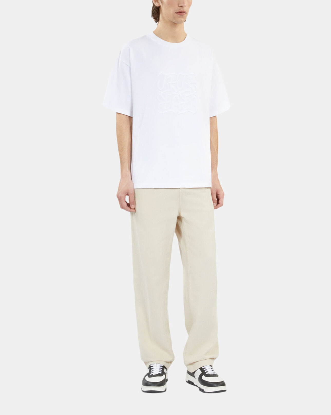 The Kooples MEN WHITE white t-shirt with logo embroidery