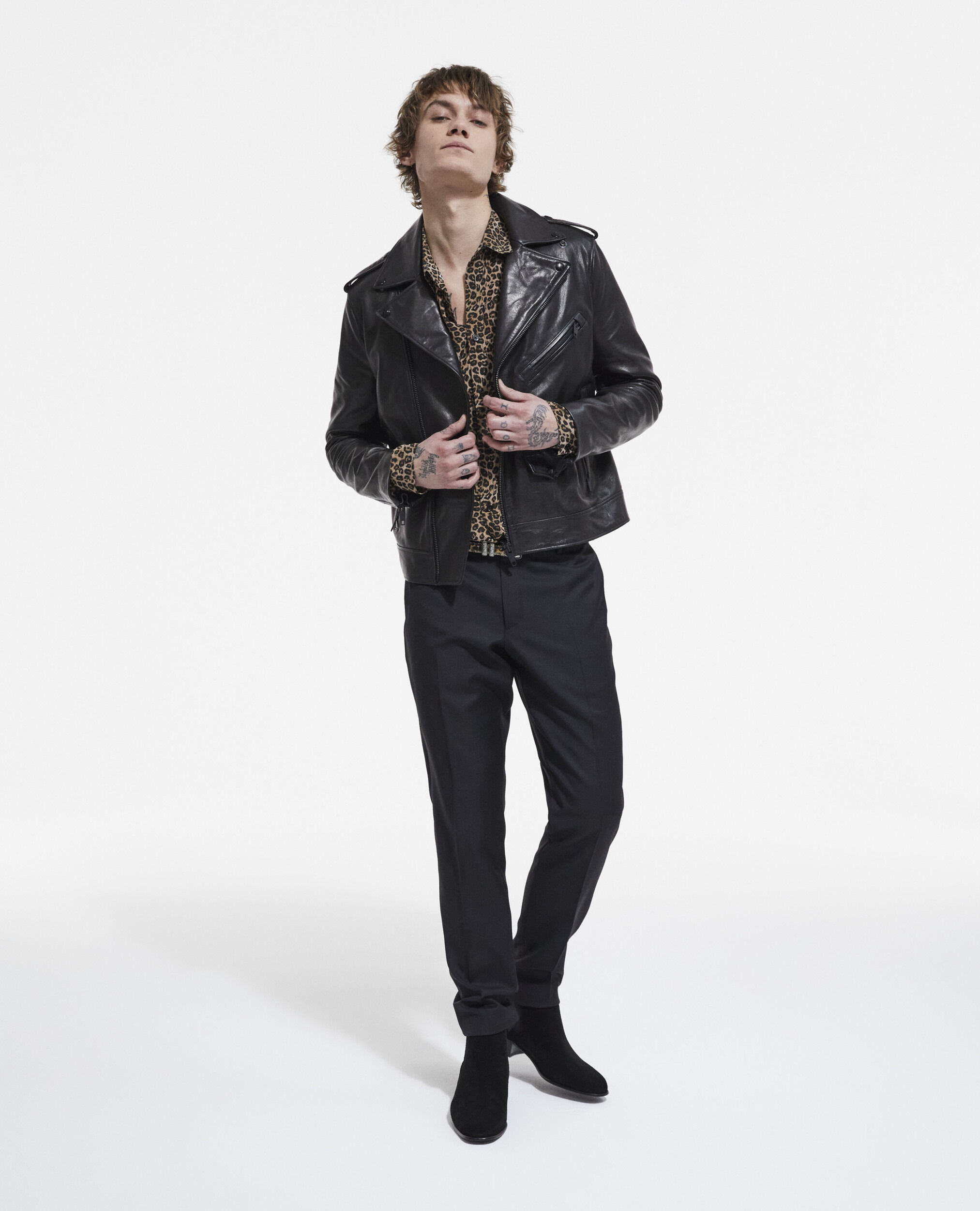 Leather jacket leopard print lining store