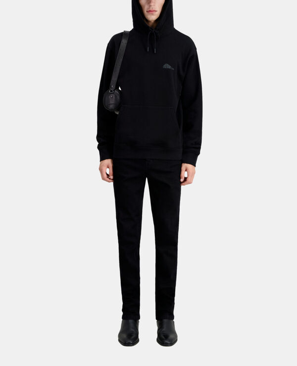 sweatshirt à capuche noir avec sérigraphie logo graphique