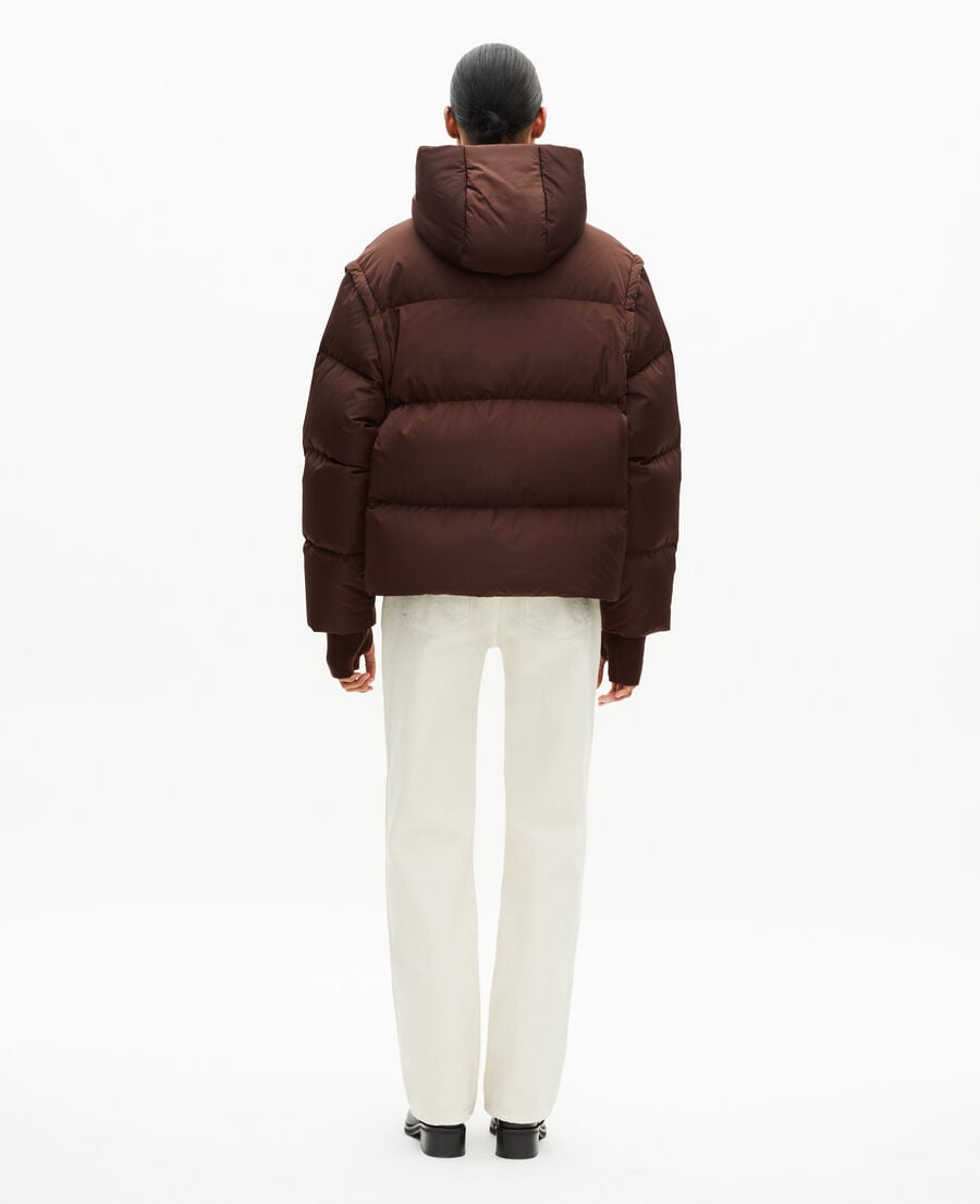The Kooples F CHOCOLATE brown down jacket with removable sleeves