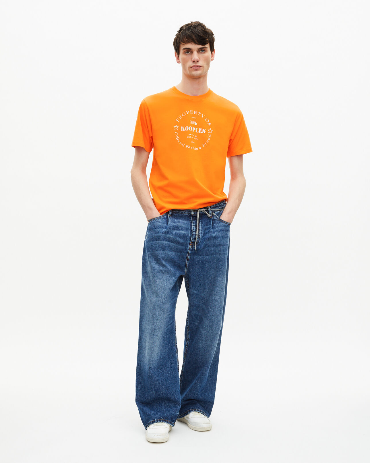 The Kooples MEN ORANGE orange screen print t-shirt
