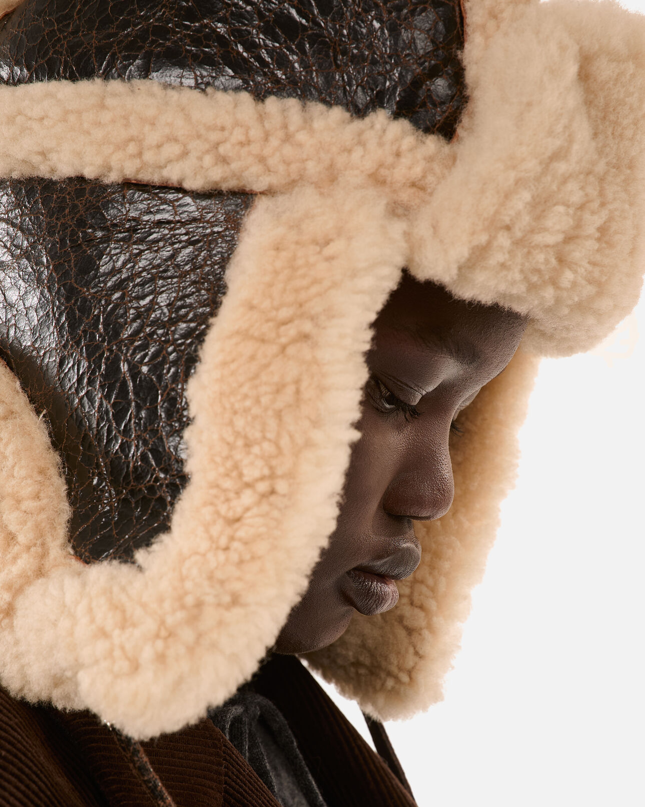 The Kooples M BROWN brown shearling  chapka