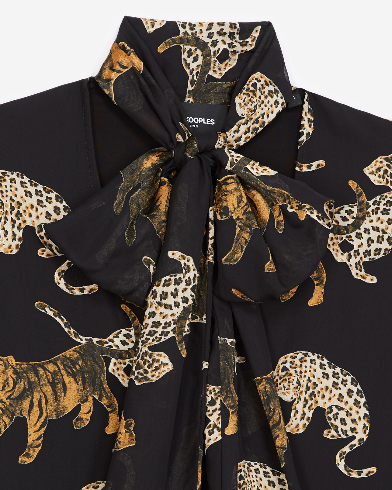 The Kooples WOMEN BROWN short black dress with leopard print