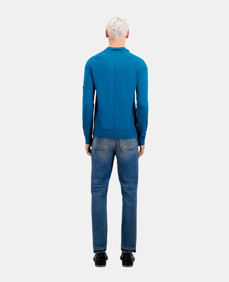 The Kooples H MEDIUM BLUE blue knit polo t-shirt