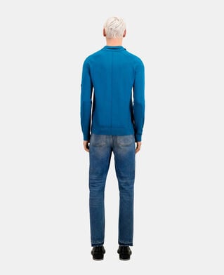 The Kooples H MEDIUM BLUE blue knit polo t-shirt