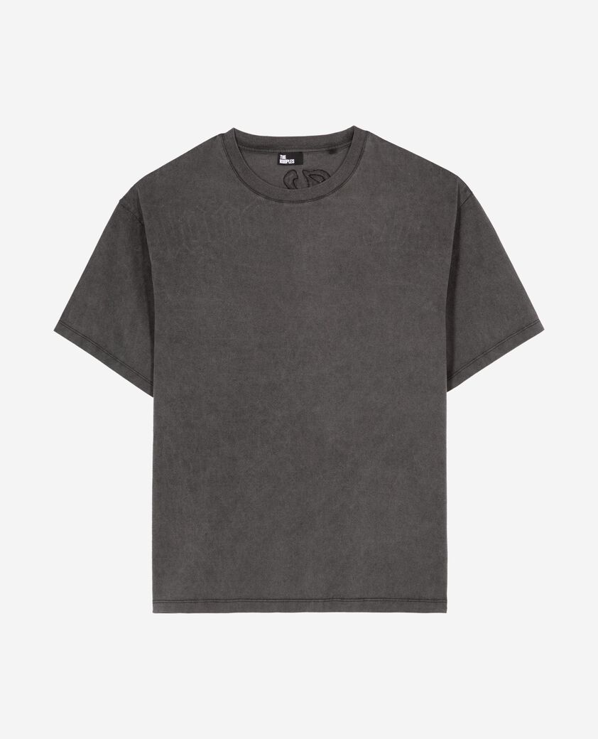 The Kooples MEN BLACK WASHED t-shirt with logo on black back