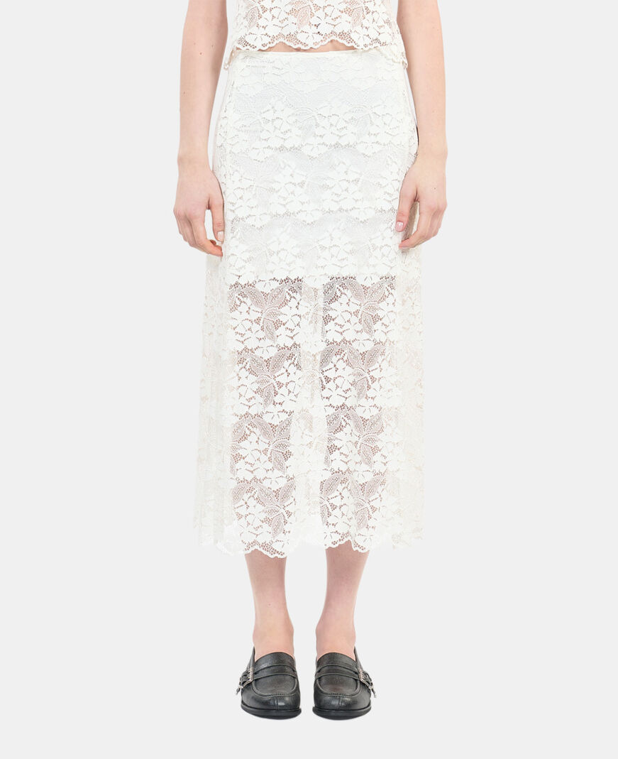 The Kooples WOMEN ECRU long ecru lace skirt