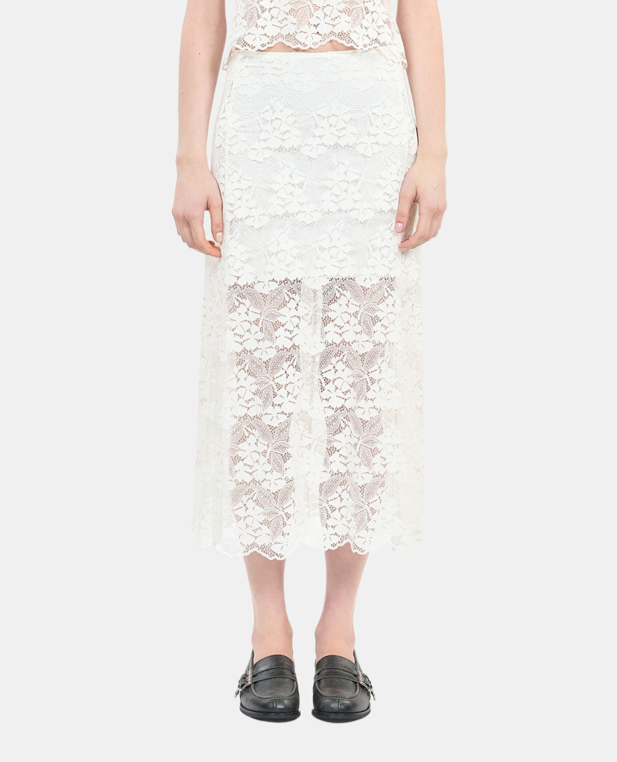 Long ecru lace skirt, ECRU, hi-res image number null