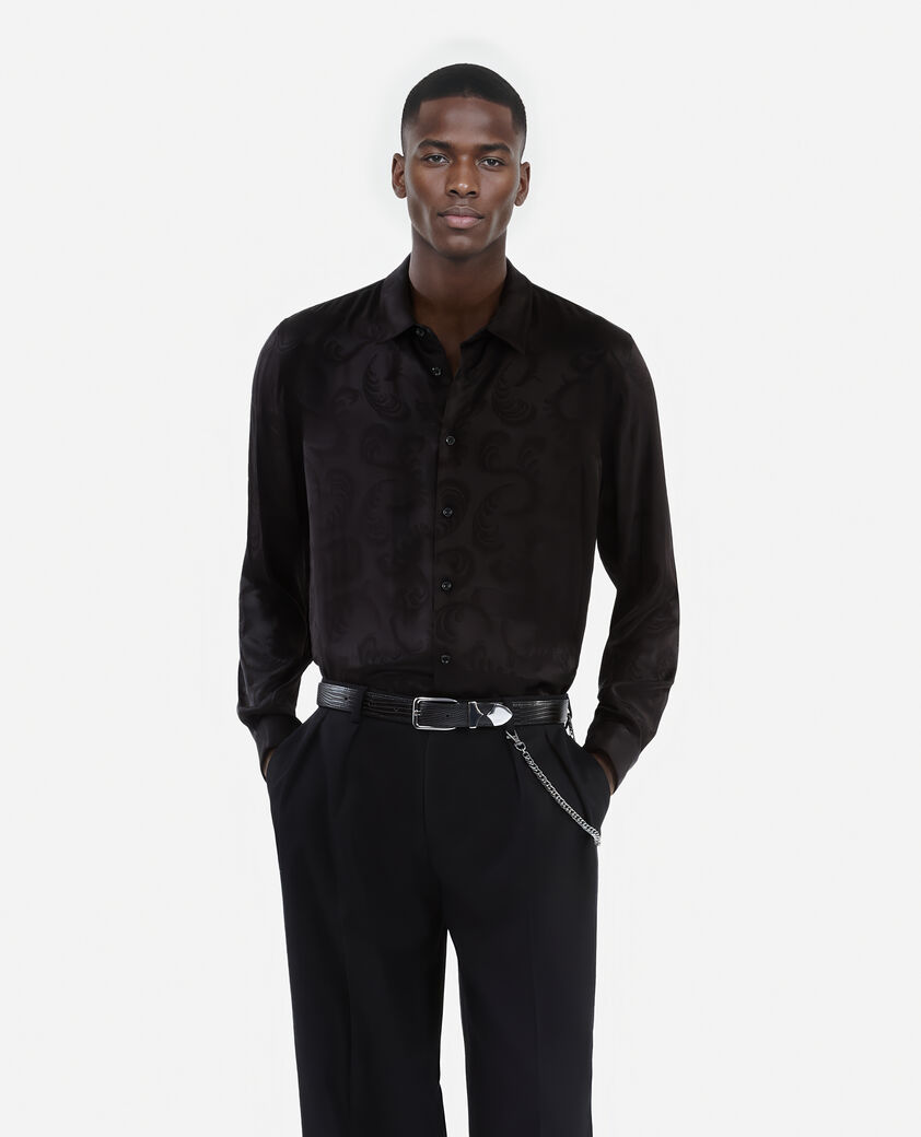 The Kooples H BLACK black feather print jacquard shirt