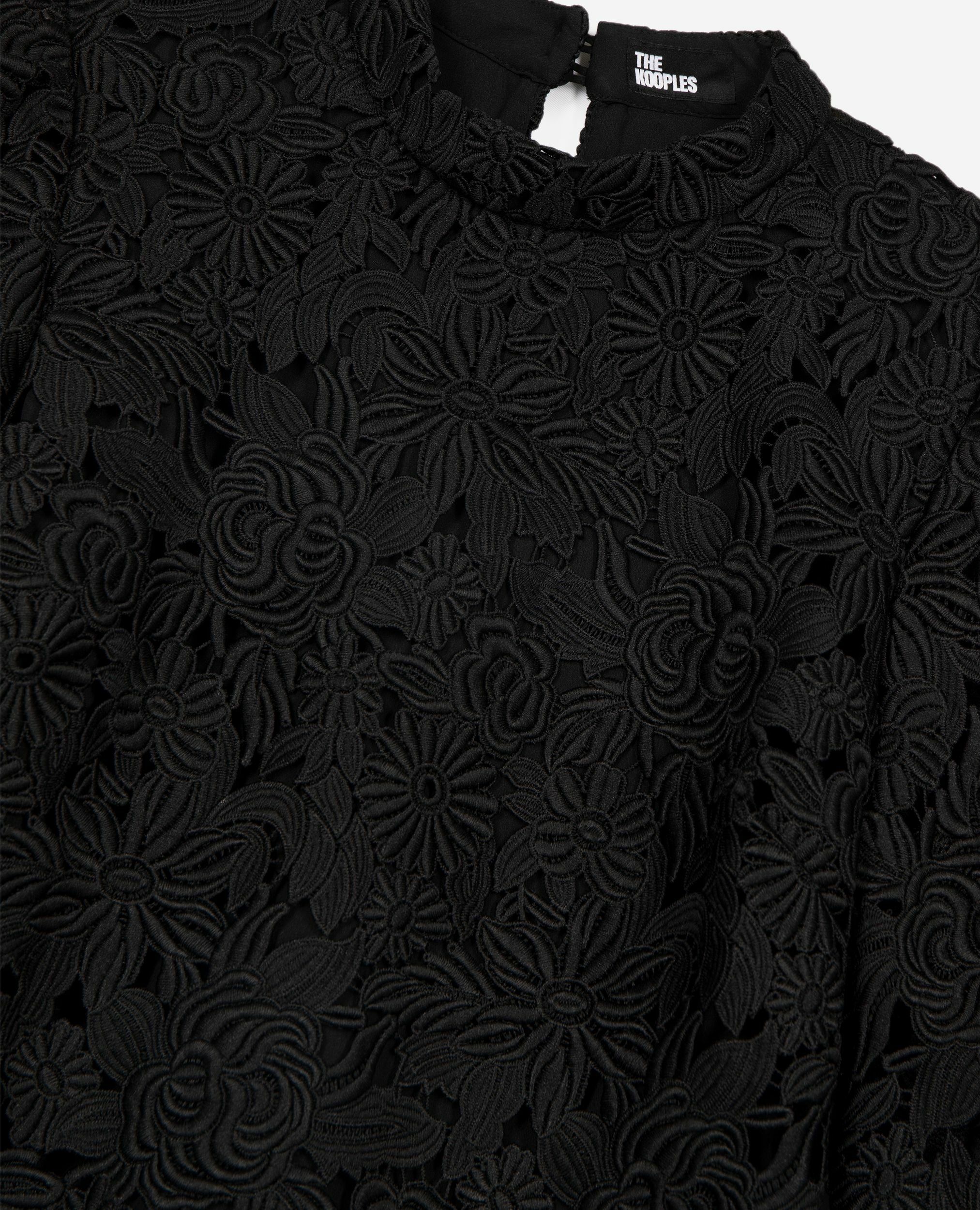 Short dress in black floral lace, BLACK, hi-res image number null