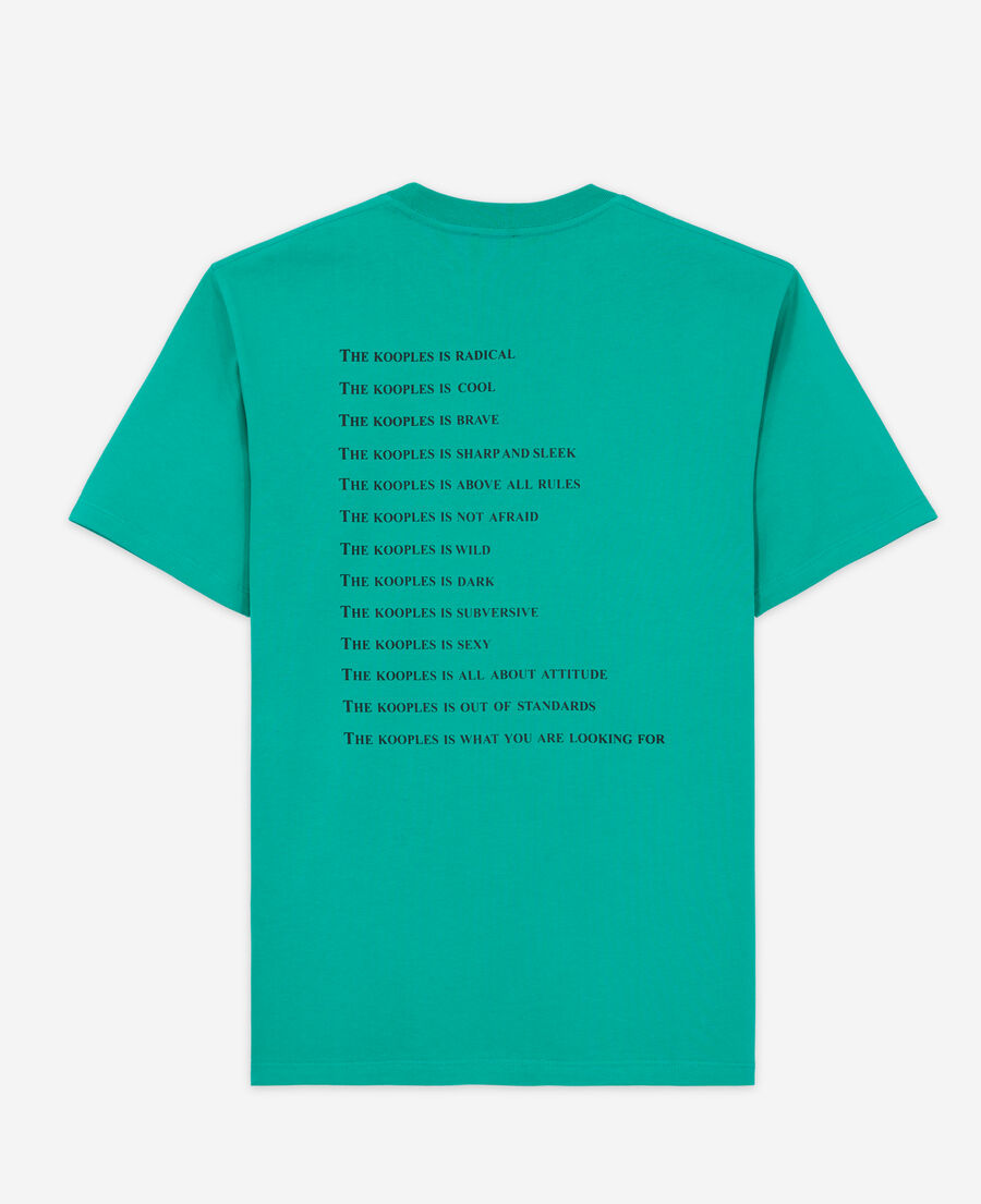 grünes t-shirt herren mit „what is“-schriftzug