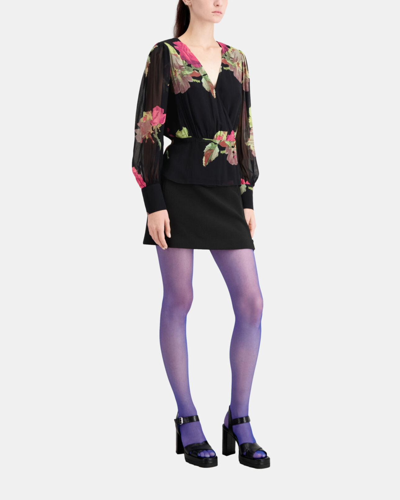 The Kooples WOMEN PINK BLACK printed crossover top