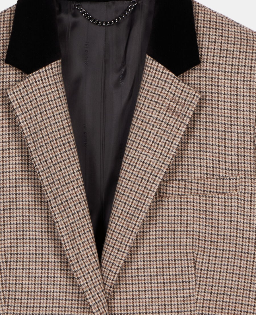 The Kooples F BEIGE-BROWN beige houndstooth suit jacket