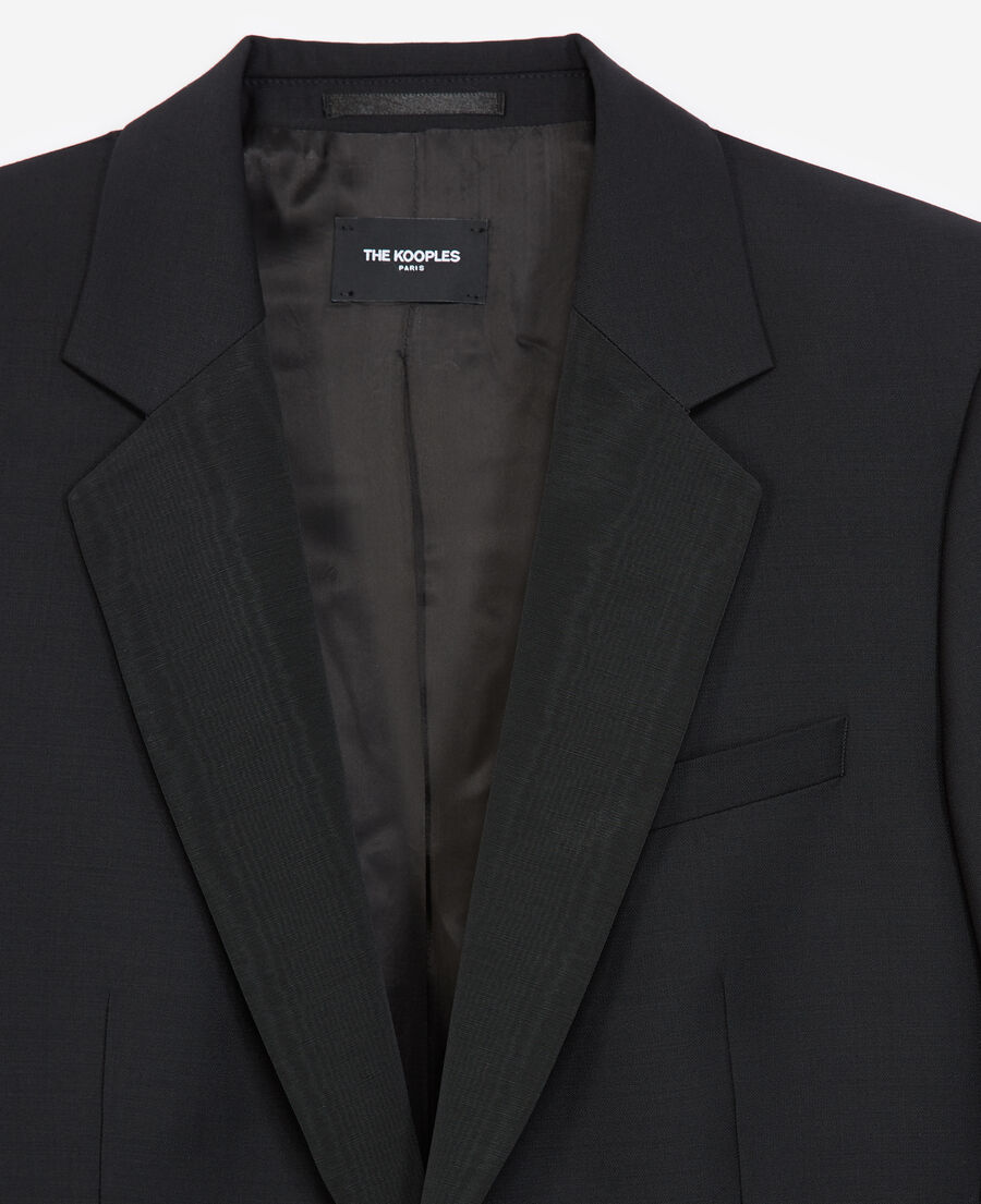 fitted black tuxedo jacket in wool