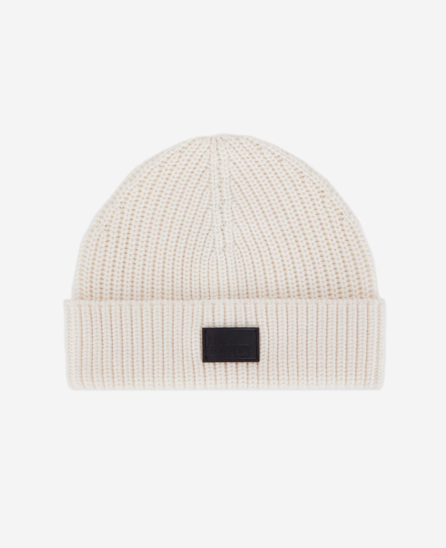 The Kooples H ECRU ecru ribbed wool beanie