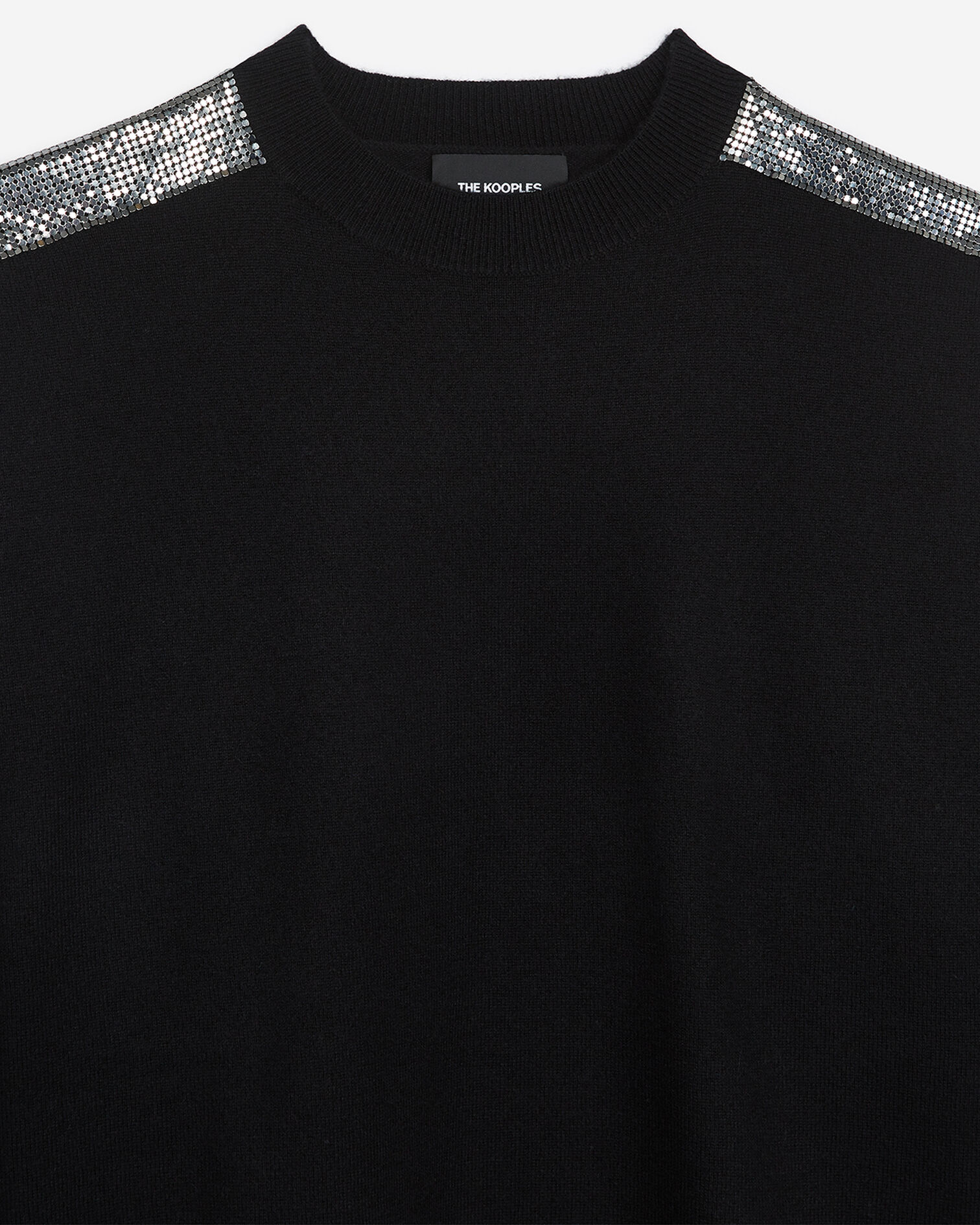 Black cashmere sweater with chain mail detail, BLACK, hi-res image number null