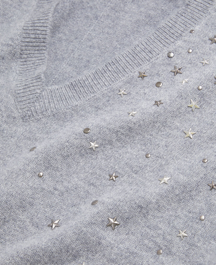 The Kooples F MIDDLE GREY MEL grey sweater in cashmere-blend with stars