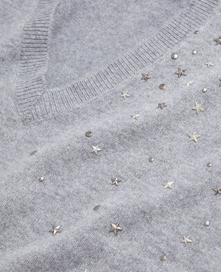 The Kooples F MIDDLE GREY MEL grey sweater in cashmere-blend with stars