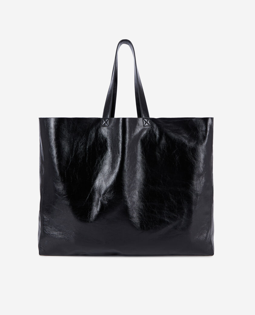 The Kooples WOMEN null black leather-effect shopping bag