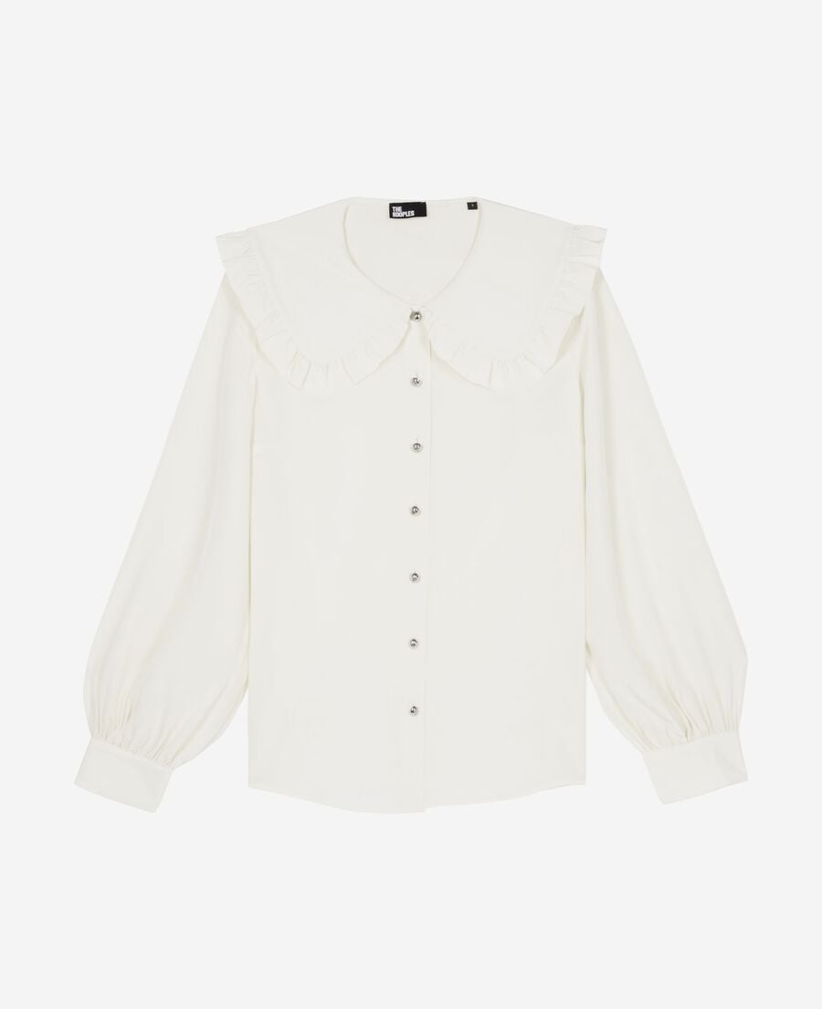 The Kooples WOMEN LIGHT BEIGE unbleached silk shirt