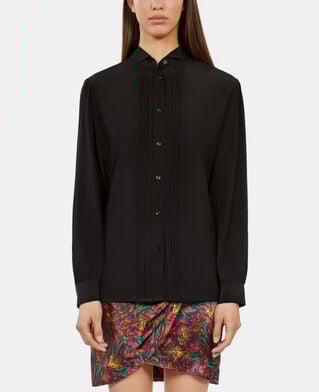 The Kooples WOMEN BLACK black silk shirt with pleating