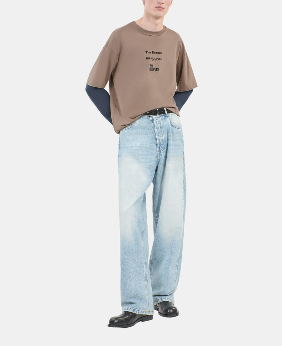 The Kooples HERREN BEIGE KAKI lang&auml;rmeliges, khakifarbenes t-shirt