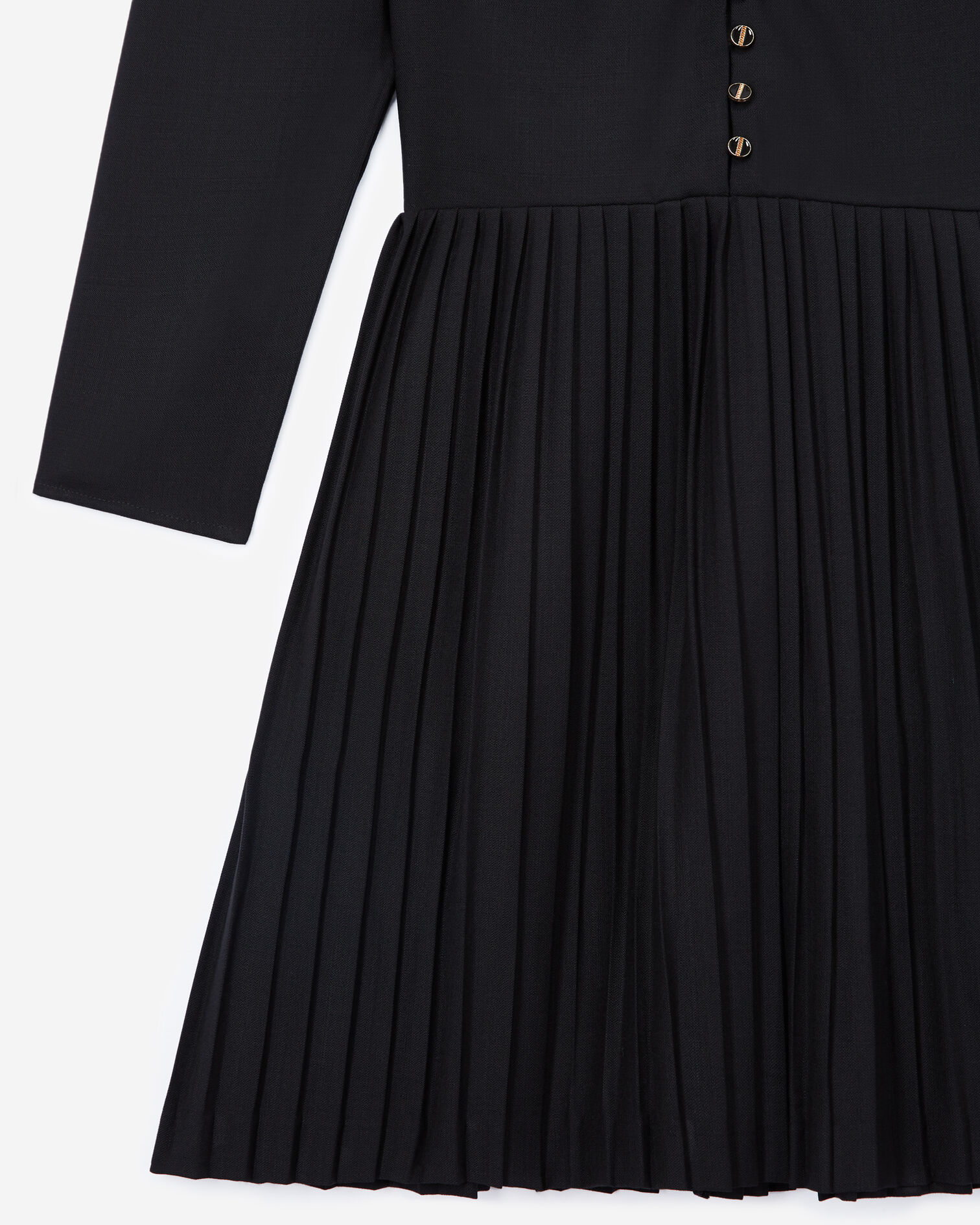 Black party dress with pleating, BLACK, hi-res image number null