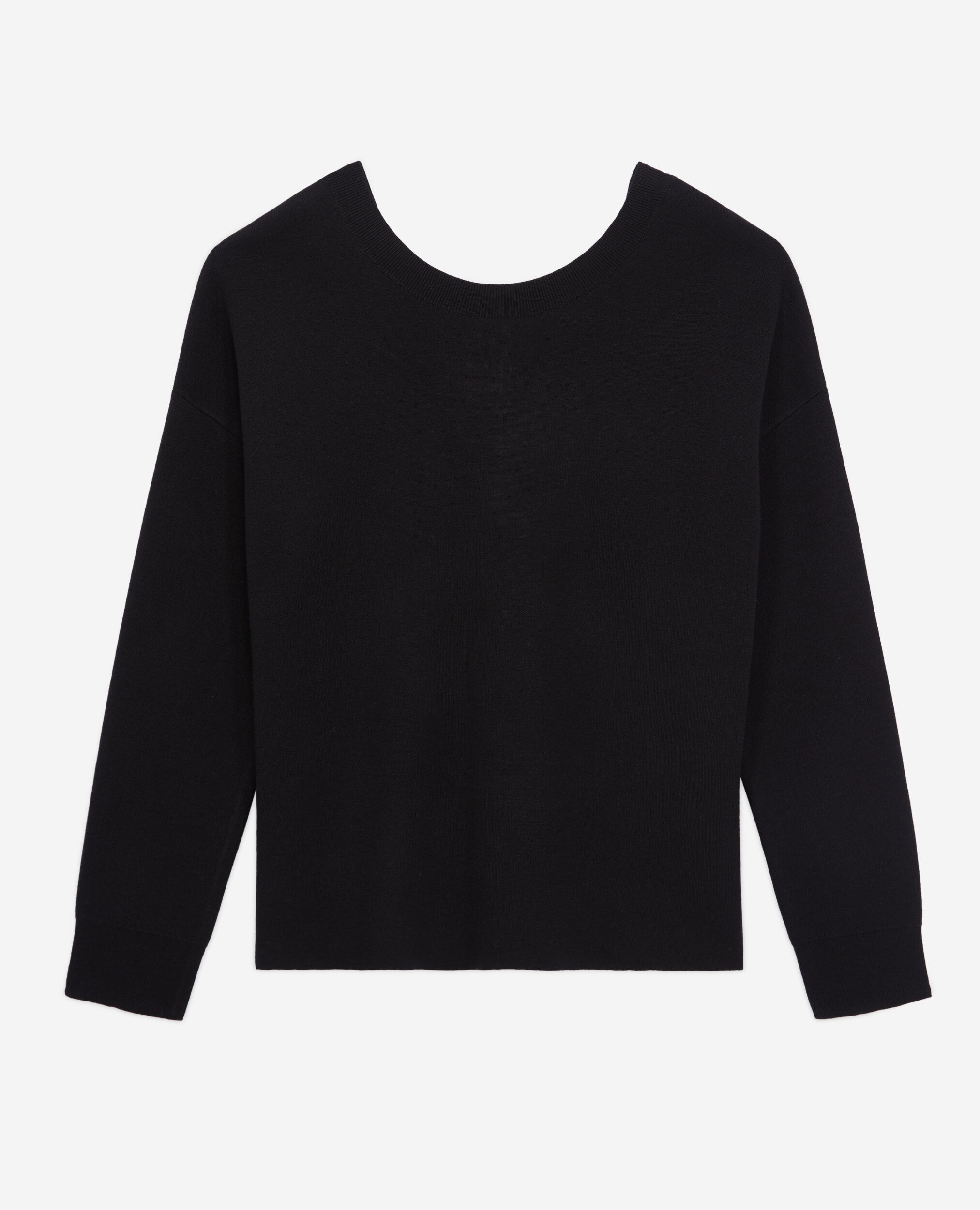 Ecru sweater with buttoning on the back, BLACK, hi-res image number null