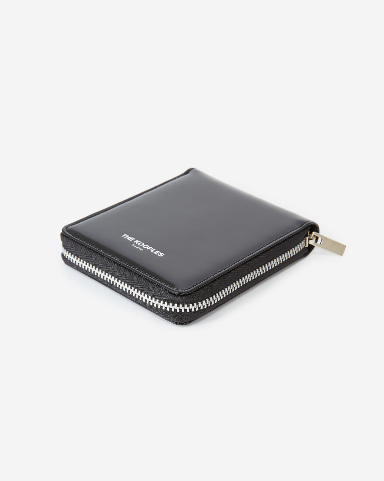 The Kooples WOMEN BLACK black leather wallet with silver zip