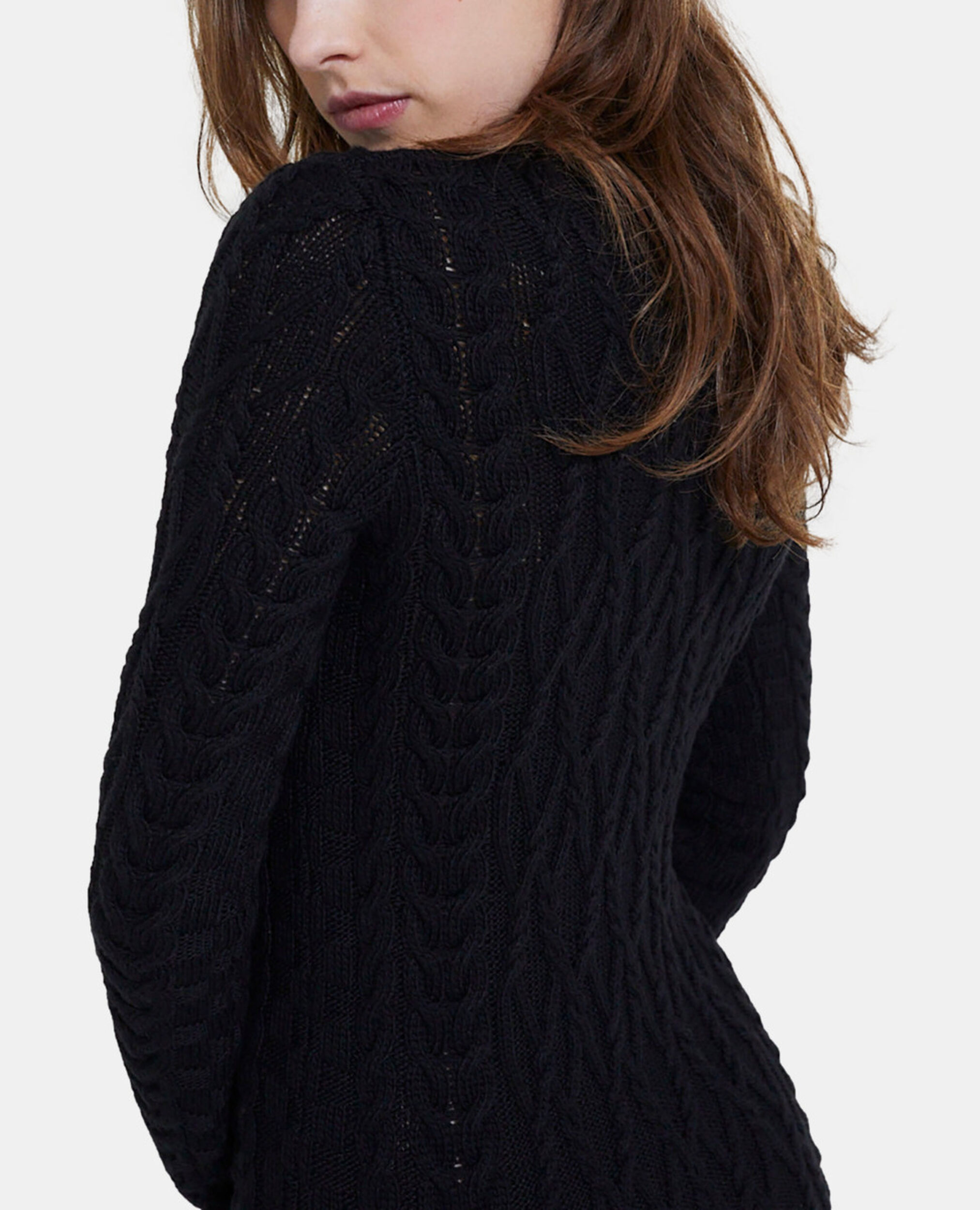 Robe longue en laine noire, BLACK, hi-res image number null