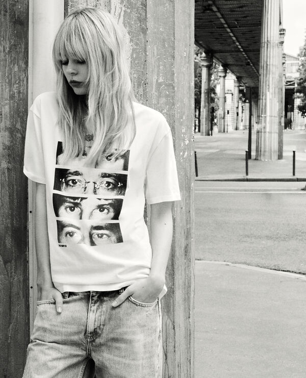 The Kooples MIXED ECRU mixed t-shirt the doors x the kooples ecru