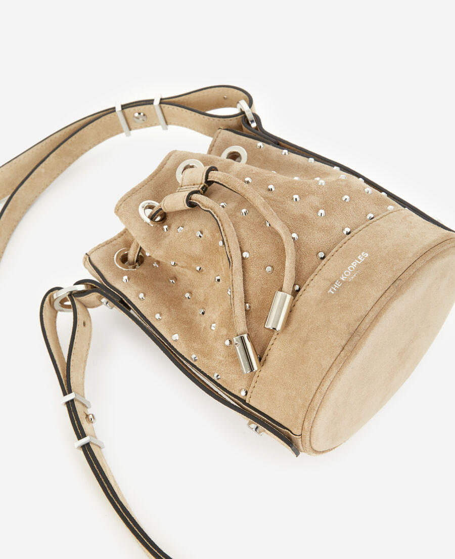 studded small tina bag in beige