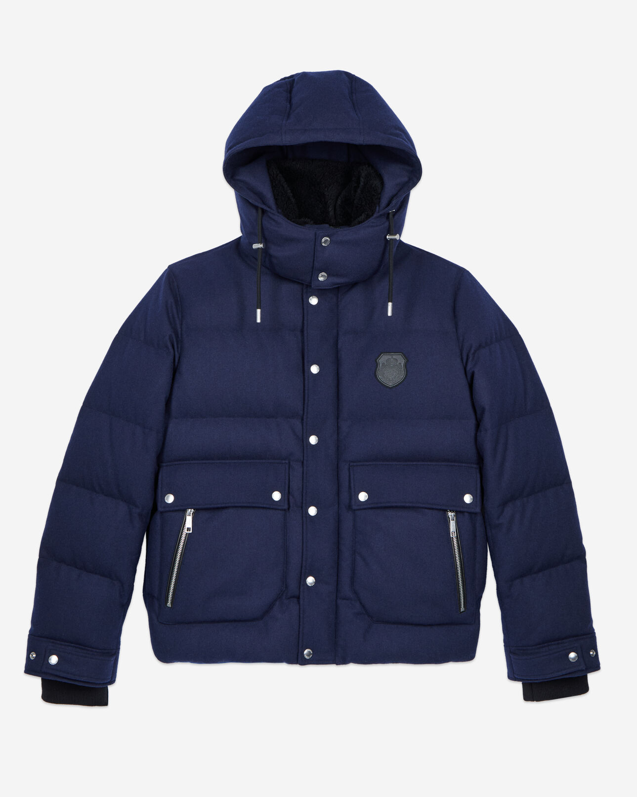 The Kooples MEN NAVY navy blue flannel down jacket