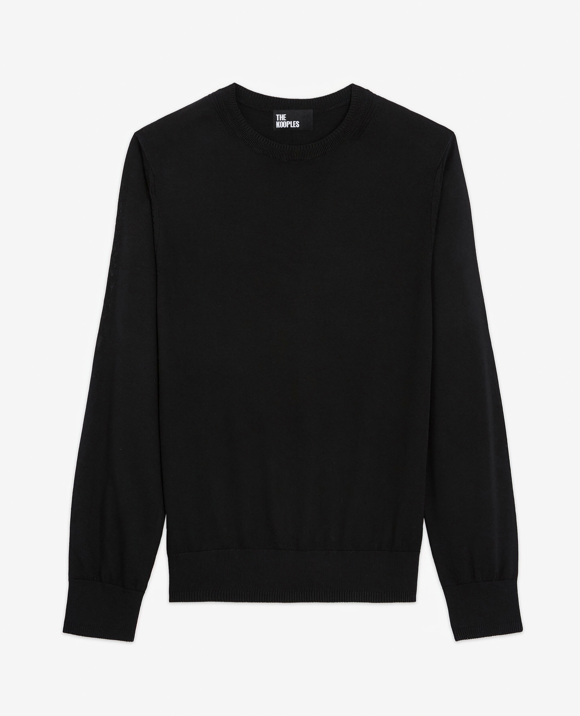 Fine black merino sweater, BLACK, hi-res image number null