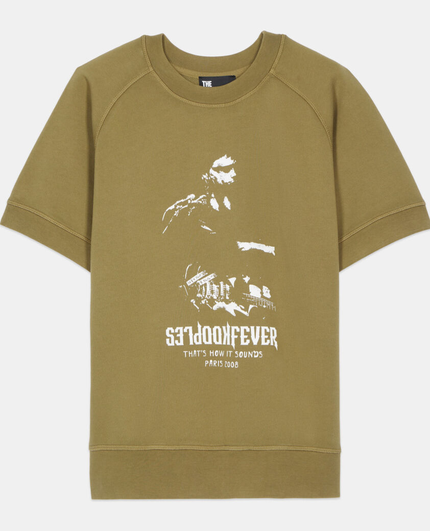 The Kooples MEN OLIVE khaki short-sleeved sweatshirt kooples fever serigraphy