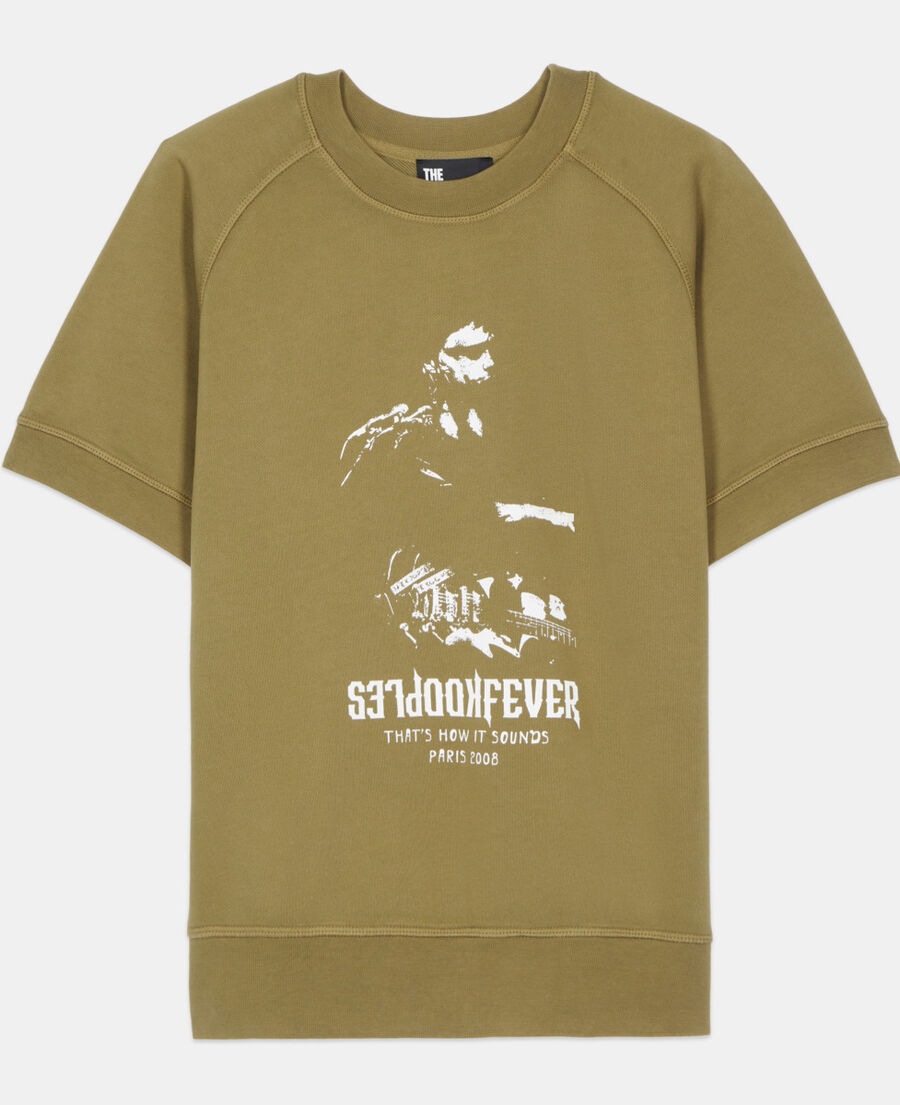 The Kooples HOMME OLIVE sweatshirt manches courtes avec s&eacute;rigraphie