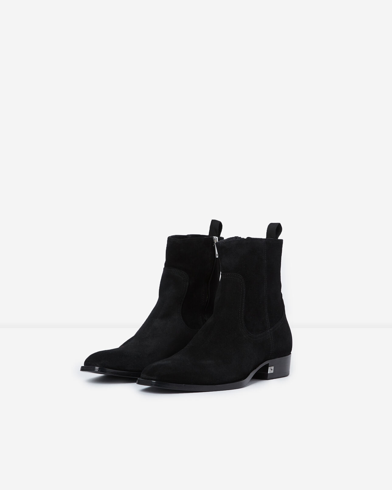 The Kooples HOMME BLACK boots noires daim talons montantes