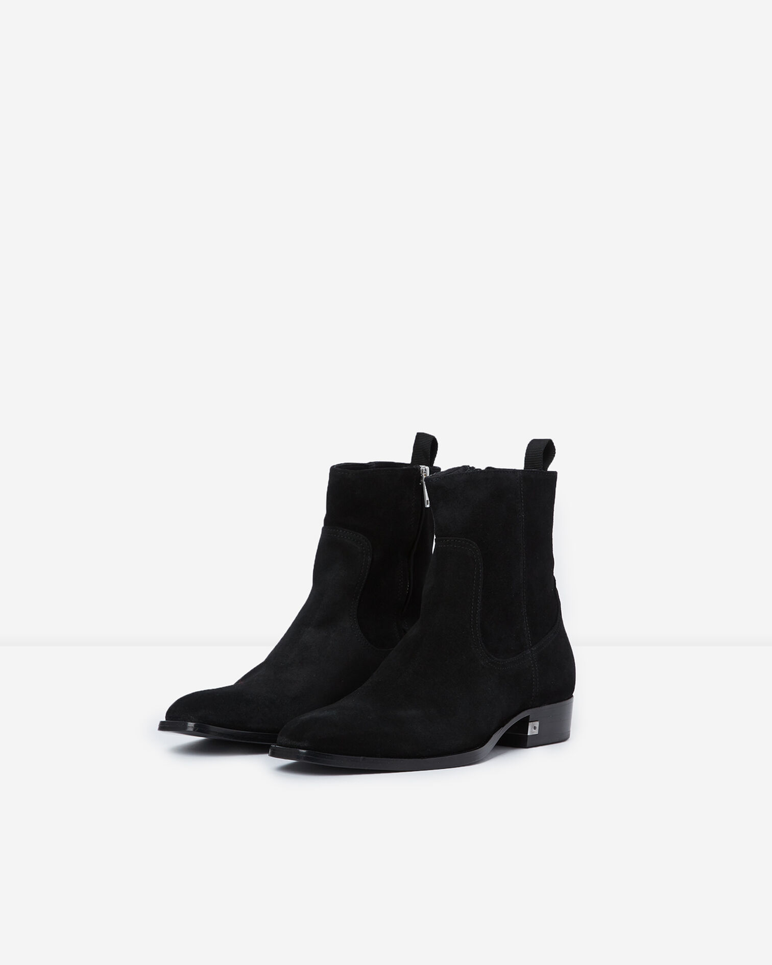 Boots noires daim talons montantes, BLACK, hi-res image number null