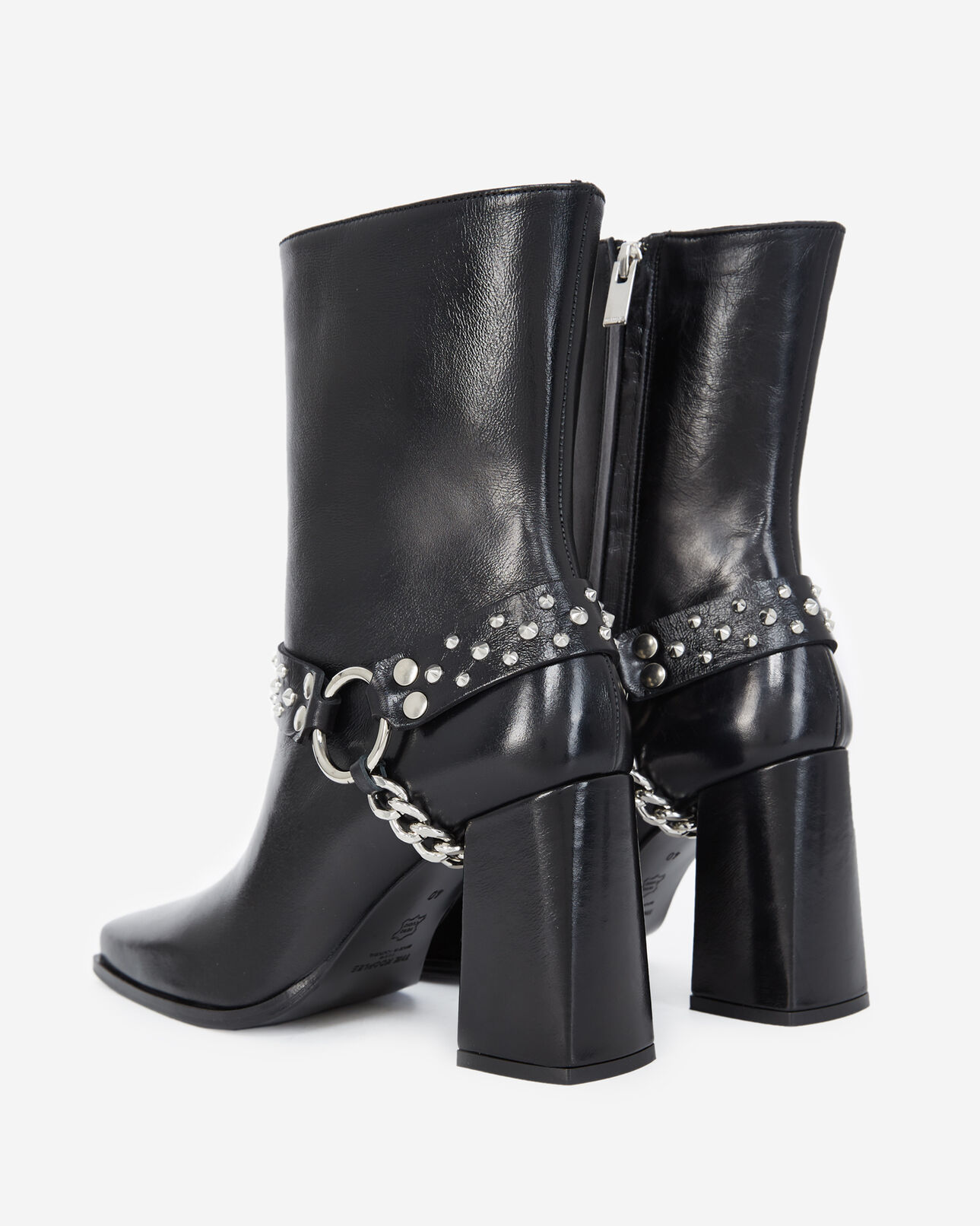 The Kooples FEMME BLACK boots noires talons cuir bijou amovible
